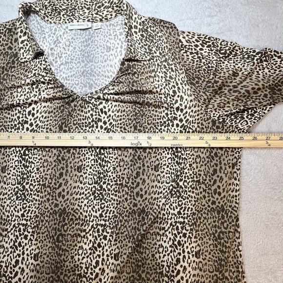 Susan Graver Liquid Knit Top Size 2X Leopard Print Tunic Comfort Glam Career - Picture 5 of 8